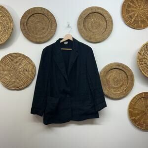 A New Day Neutral Black Single Button Collared Lightweight Blazer Jacket Medium